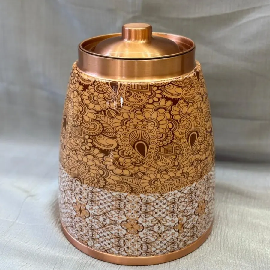 Copper Kohinoor Matka (8 Litre) with Tap – Designer Printed Water Dispenser