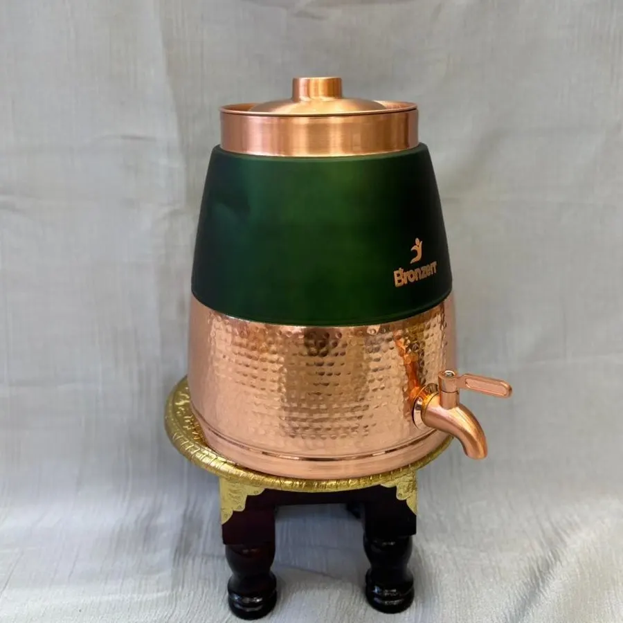 Copper Kohinoor Matka (8 Litre) with Tap – Designer Matt Finish Water Dispenser