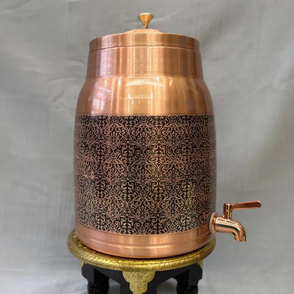Copper Vintage Royal Antique Matka (12 Litre) with Tap – Premium Designer Water Dispenser