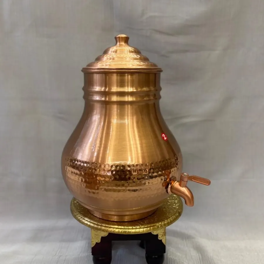 Copper Kulfi Half Mathad Matka (10 Litre) with Tap – Hammered Finish