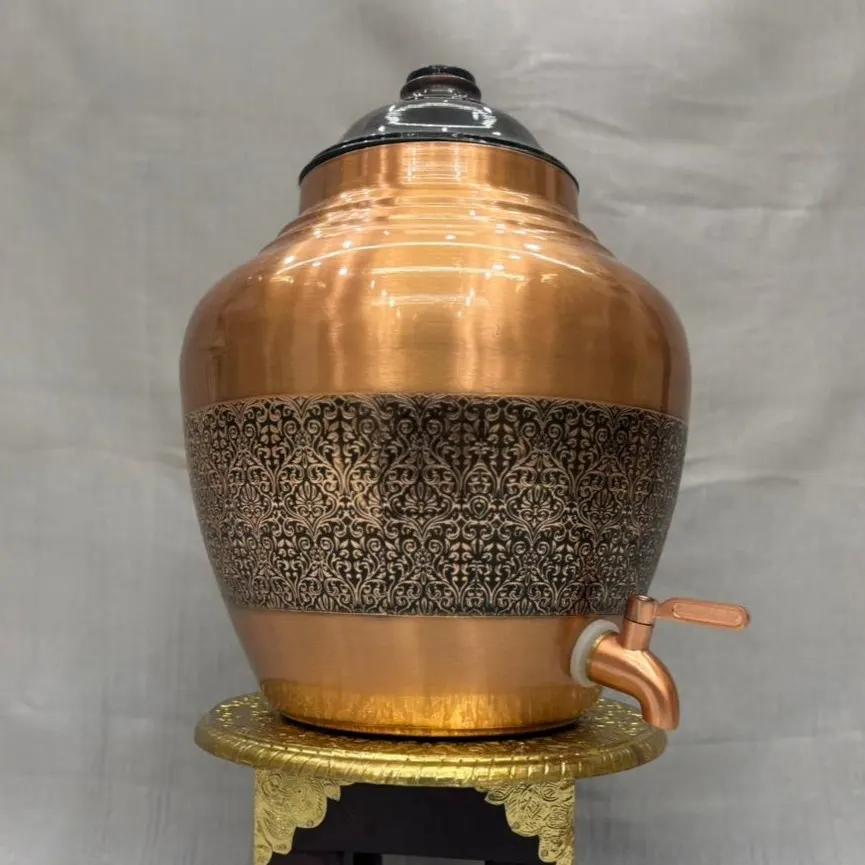 Copper Kalash Royal Antique Matka (10 Litre) with Tap – Vintage Finish