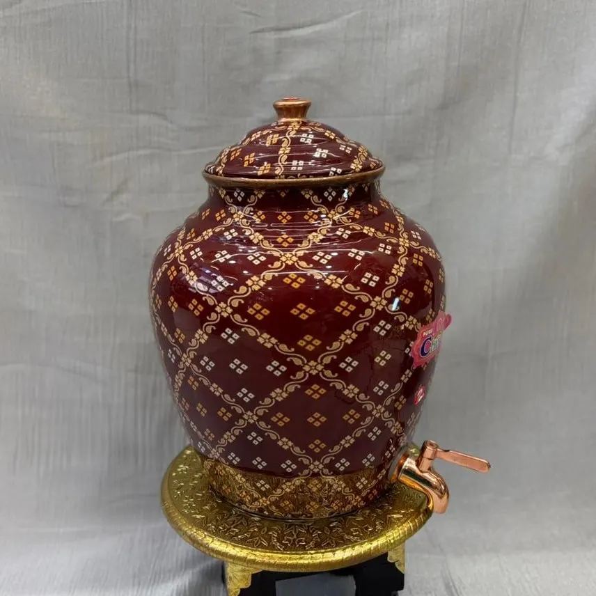 Copper Kalash Meena Printed Matka (10 Litre) with Tap