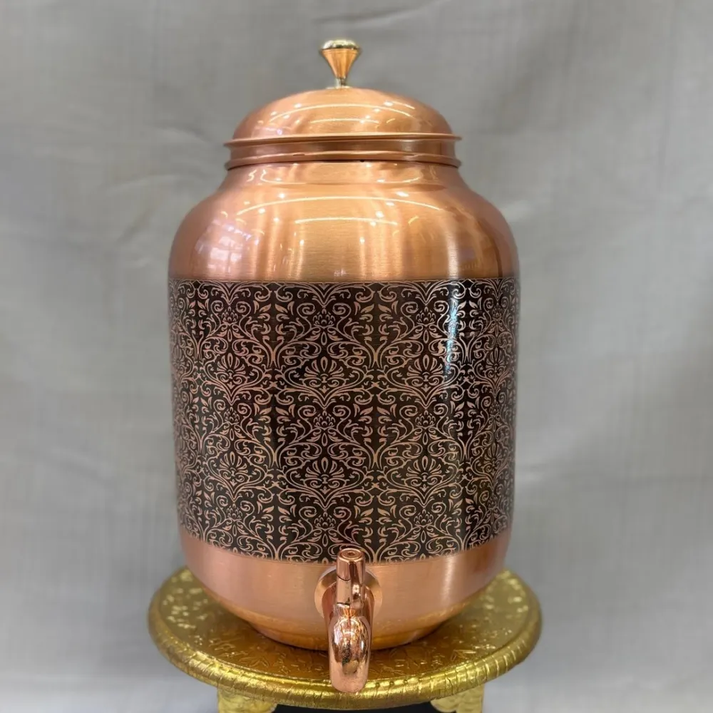 Copper Regular Matka (Royal Antique Design) 10 Litre with Tap