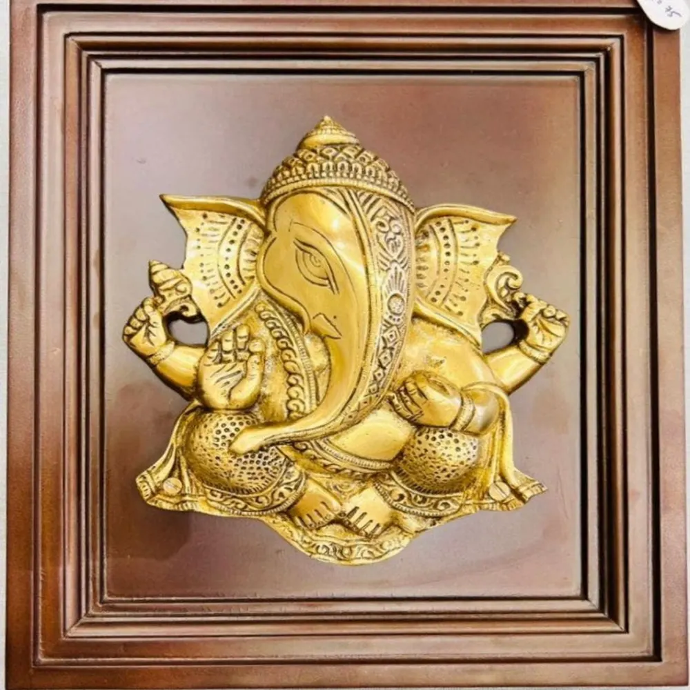 Wooden Shankh Ganesha Wall Frame (12.6 x 10.6 Inch)