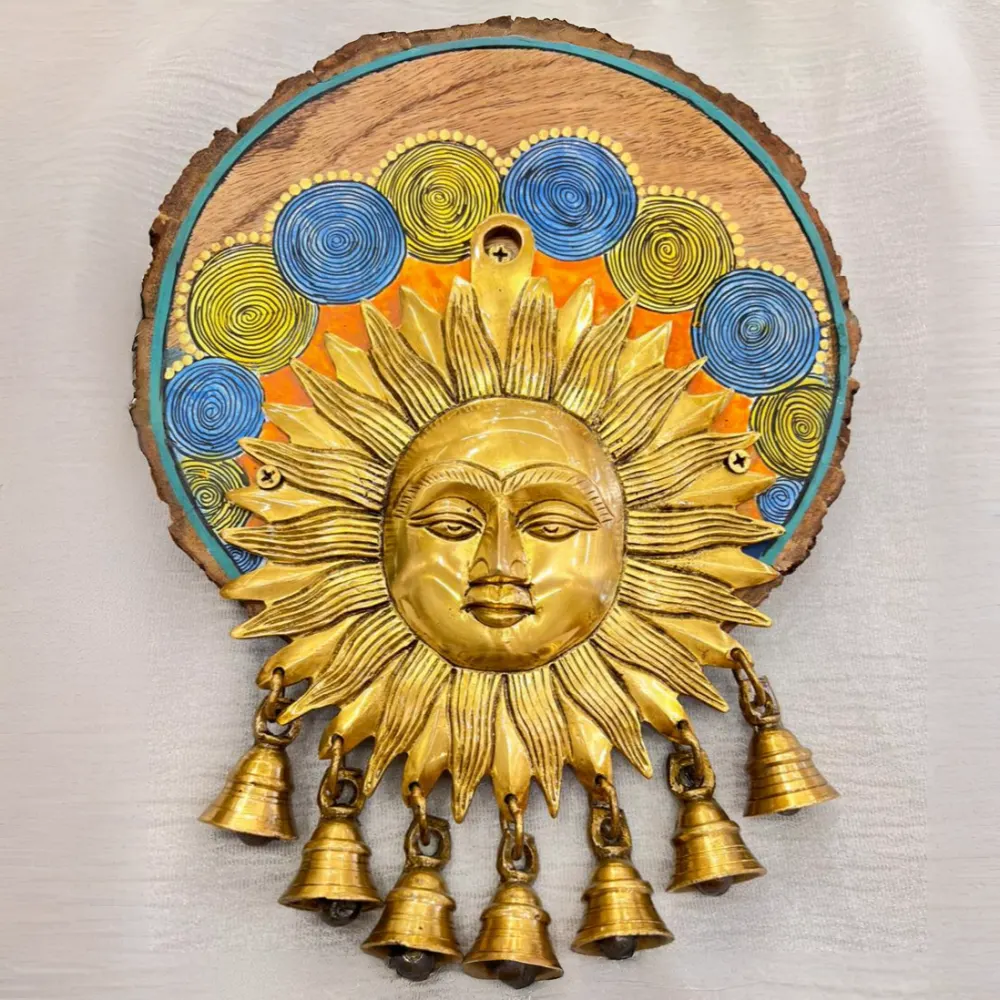 Sun God Wall Hanging with Bells (11 x 9 Inch)