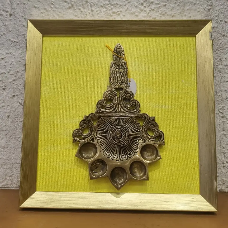 Panchmukhi Peacock Aarti Diya Frame (10x10 Inch)