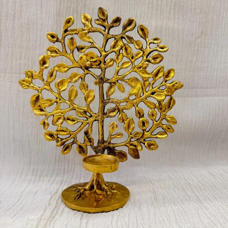 Kalpavruksha Brass Tree with Diya (9 Inch) | Tree of Life Lamp
