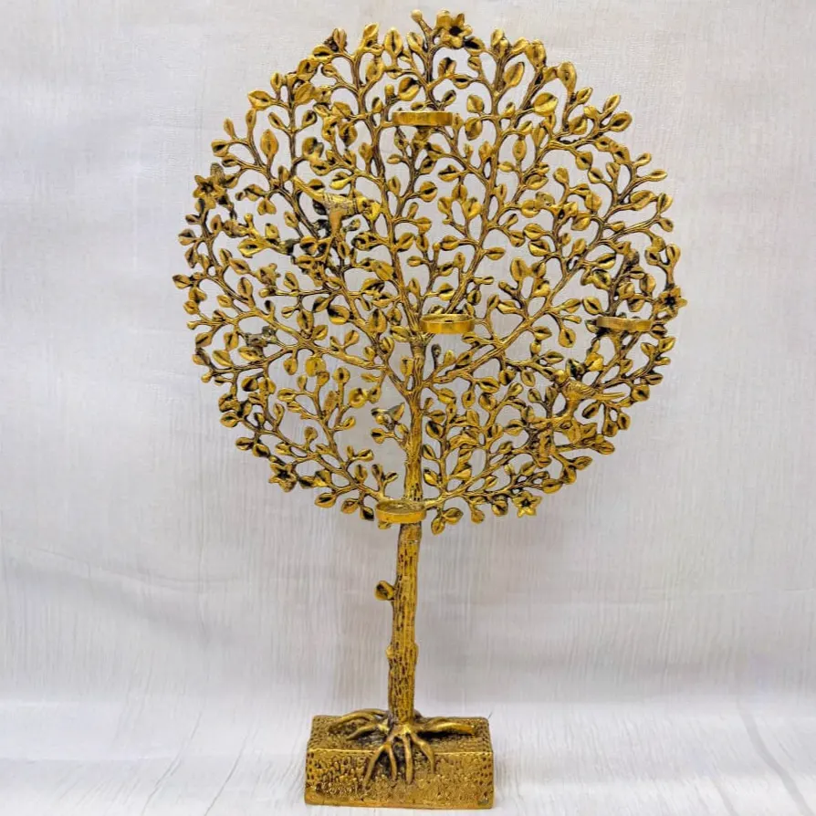 Large Kalpavruksha Brass Tree with Multi Diya Holders (23.5 Inch)