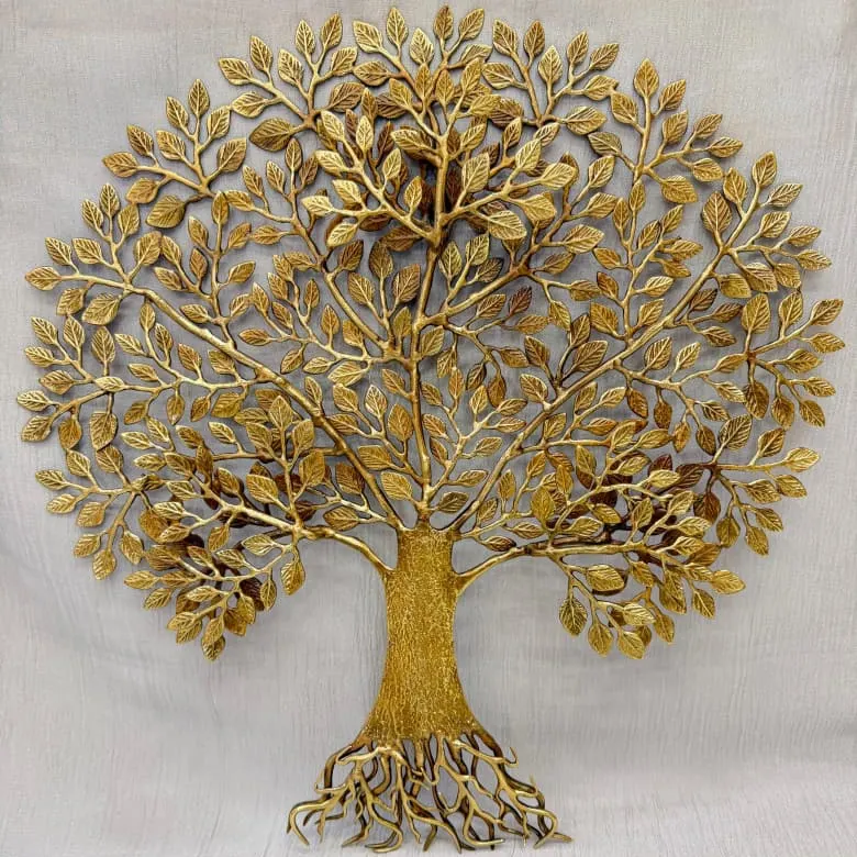 Large Kalpavruksha Brass Wall Art (25 Inch) | Tree of Life Luxury Décor