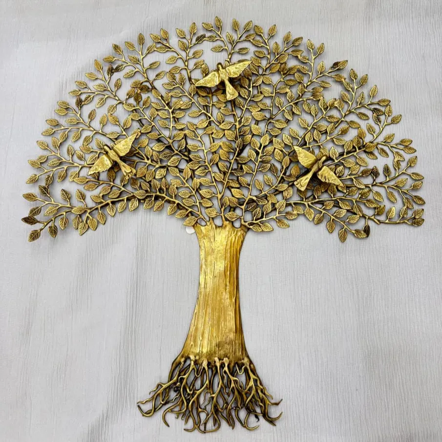 Kalpavruksha Brass Wall Art (31 Inch) | Tree of Life with Birds