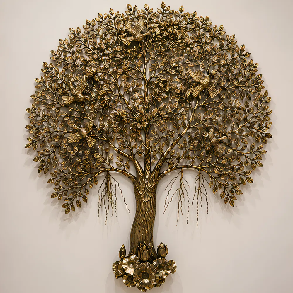 5 Feet Brass Kalpavriksha Tree of Life Wall Decor – Handcrafted Luxury Vastu Wall Art