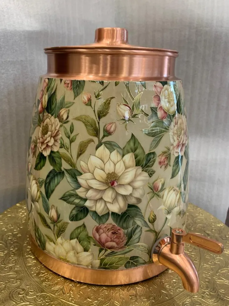 Premium Floral Copper Water Dispenser with Tap