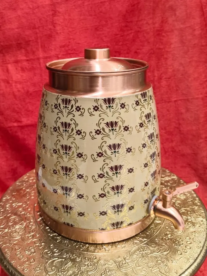 Premium Floral Design Copper Water Dispenser with Tap