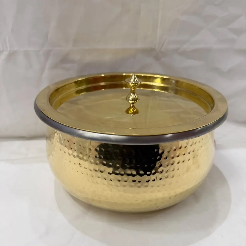 Pure Brass Tapper Handi with Lid | Lead-Free Traditional Brass Cooking Pot