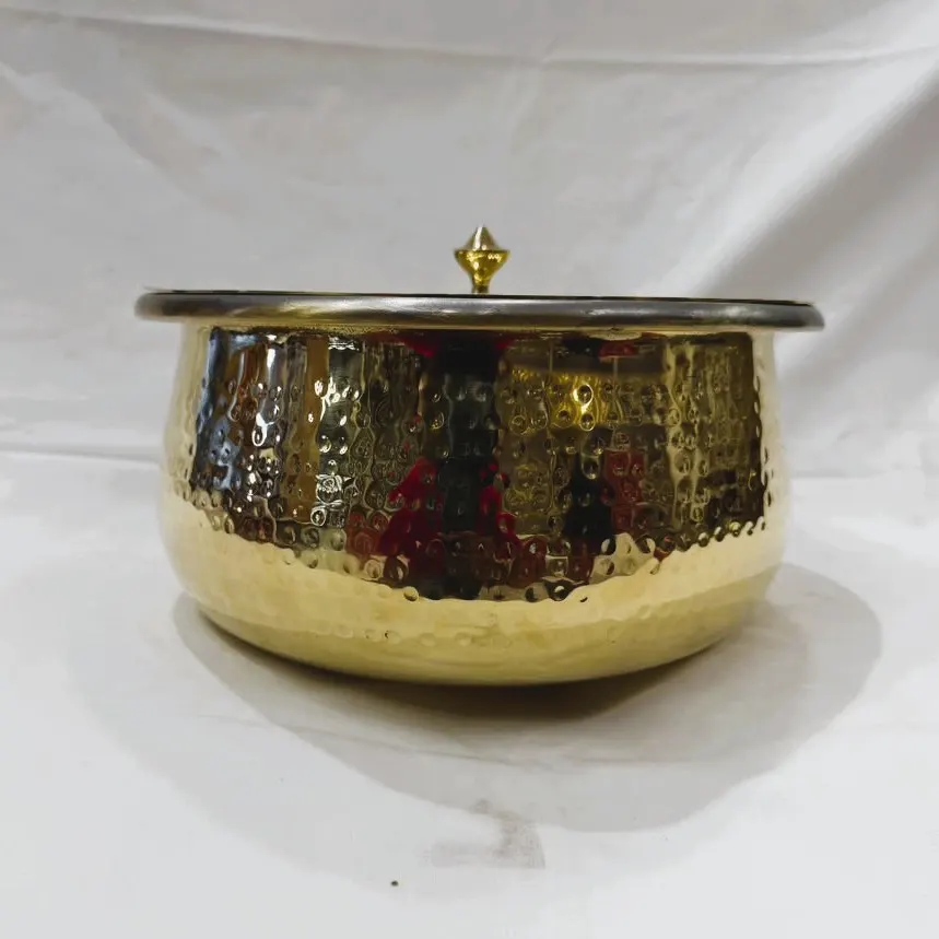 Pure Brass Tapper Handi with Lid | Lead-Free Traditional Brass Cooking Pot product image