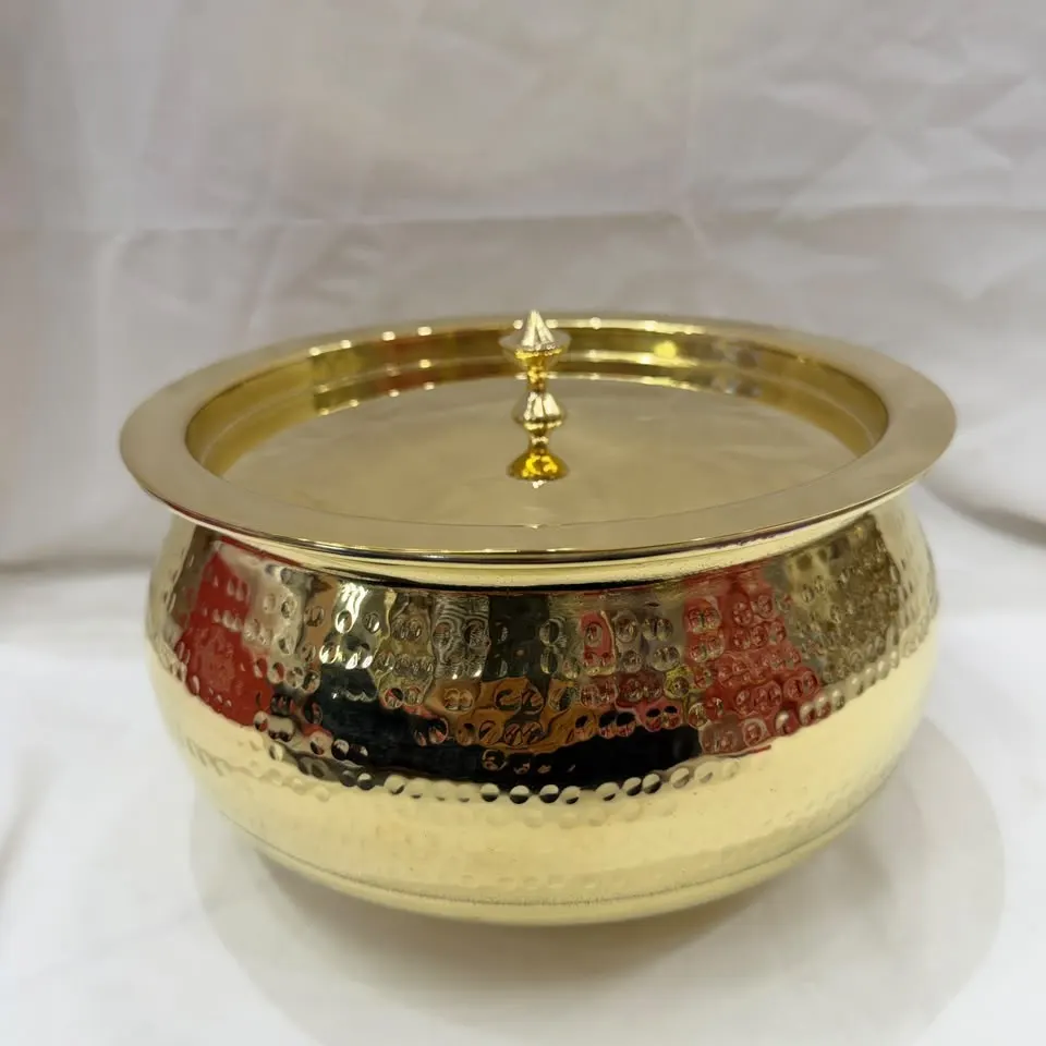 Pure Brass Balloon Handi with Lid | Traditional Lead-Free Brass Cooking & Serving Pot