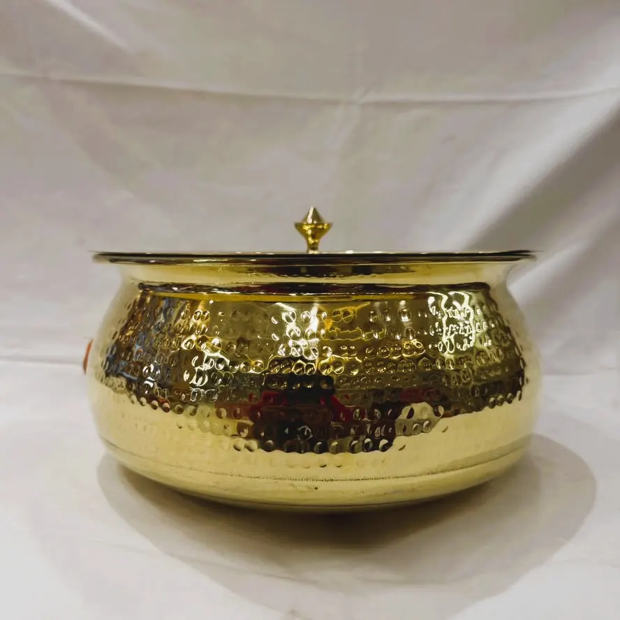 Pure Brass Balloon Handi with Lid | Traditional Lead-Free Brass Cooking & Serving Pot product image