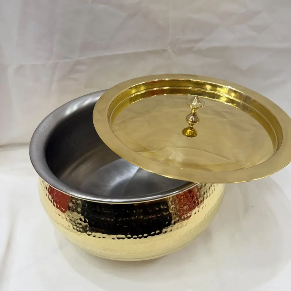 Pure Brass Balloon Handi with Lid | Traditional Lead-Free Brass Cooking & Serving Pot product image